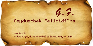Geyduschek Feliciána névjegykártya